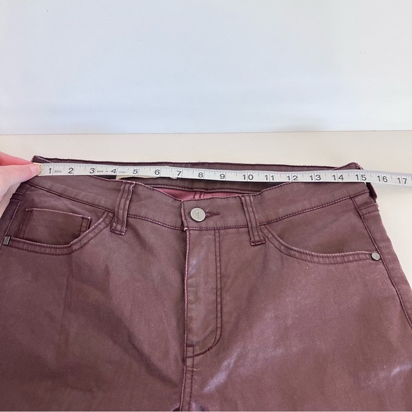 Anthro | Pilcro and the Letterpress Script Coated Lace Up Ankle Pants Wine - Picture 13 of 16